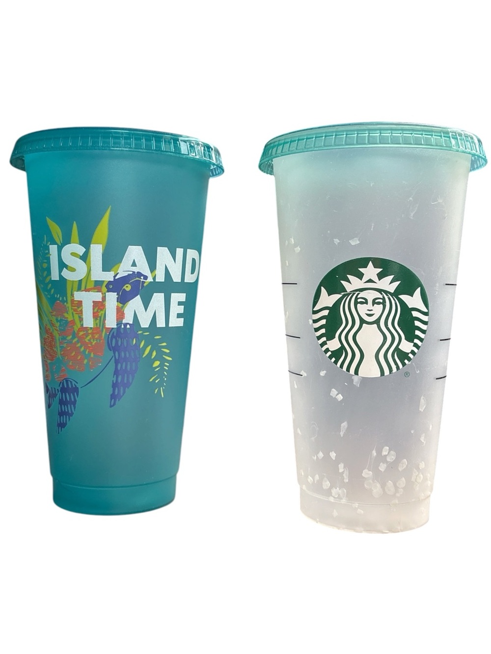 Starbucks Teal and White 'Island Time' Reusable Cup Duo